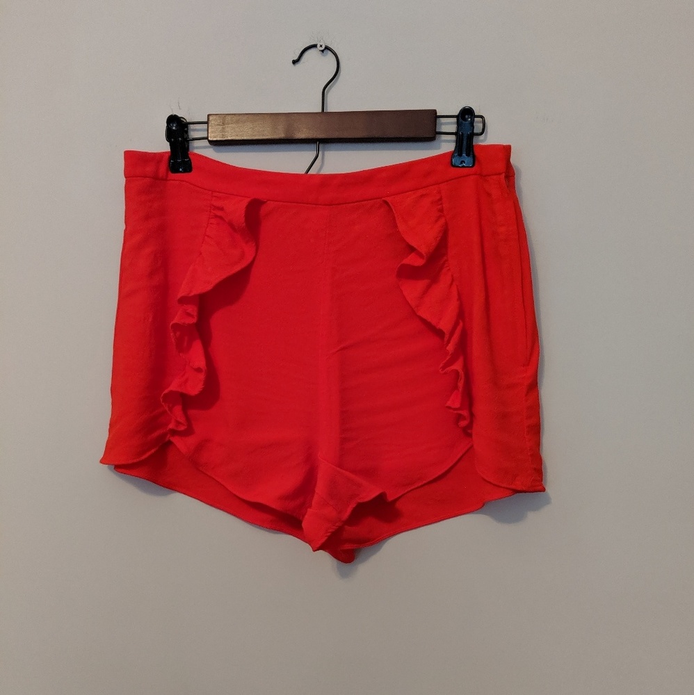 H &M Red Ruffle Shorts